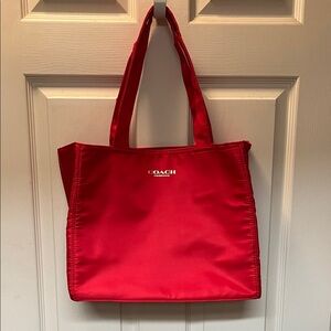 EUC Coach Red Polyester Tote Bag